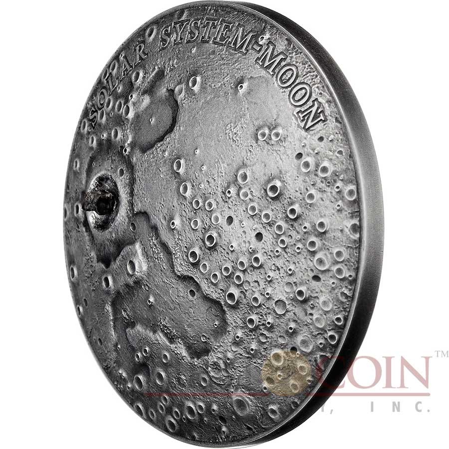 Niue Island MOON series SOLAR SYSTEM $1 Silver coin 2015 Ultra High Relief Real NWA 8609 Lunar Meteorite Antique finish Concave Convex shape 1 oz